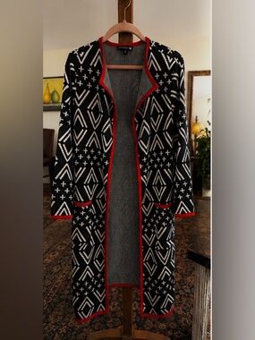 Anthony Original Geometric Open Front Duster Cardigan | Size Medium